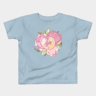 Peonies and fox Kids T-Shirt